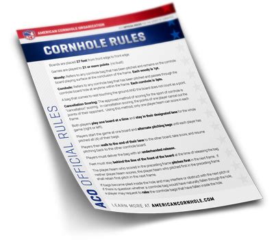 printable cornhole rules|AMerIcAn cornhole orGAnIZATIon cornhole rules.